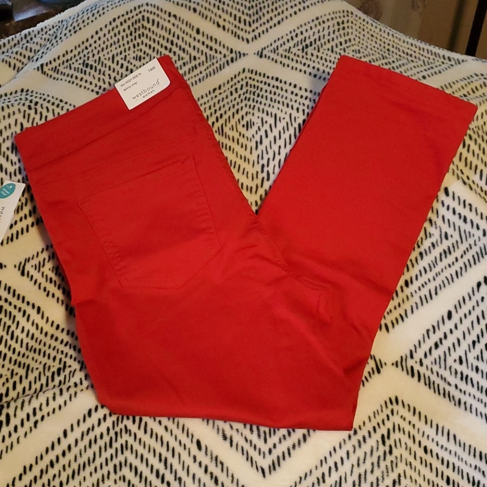 Westbound Red skinny crop pants Woman's Size 14W - Picture 3 of 12